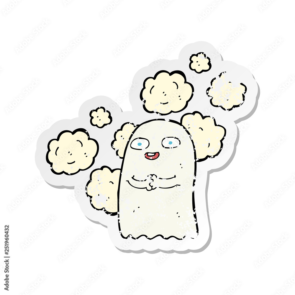 retro distressed sticker of a cartoon ghost retro distressed sticker of a cartoon ghost