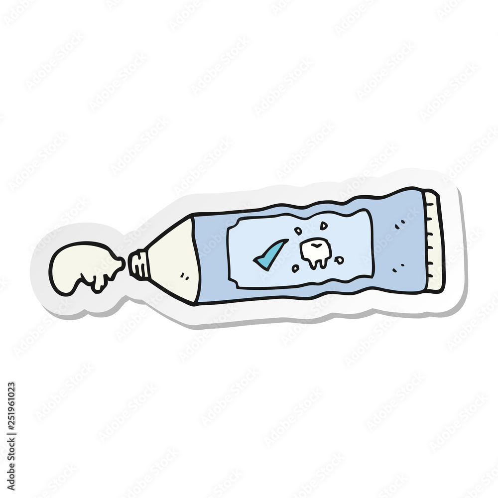 sticker of a cartoon toothpaste sticker of a cartoon toothpaste