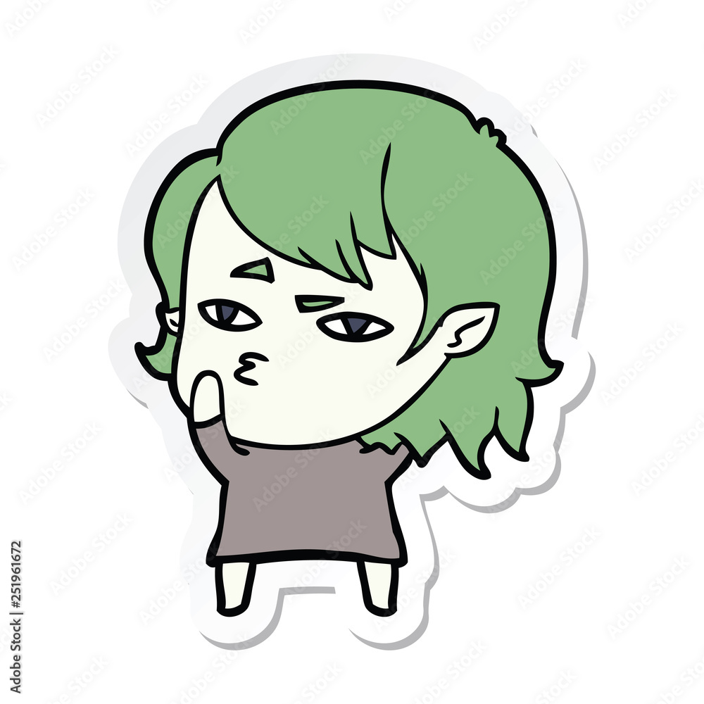 sticker of a cartoon vampire girl sticker of a cartoon vampire girl