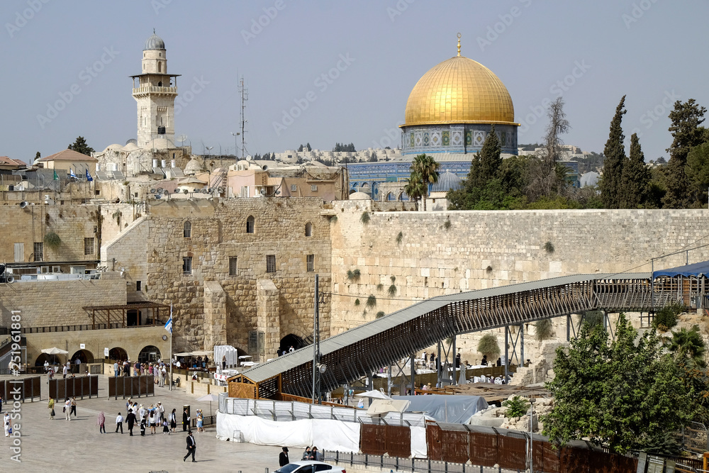 Western Wall and Dome of the Rock in the old city of Jerusalem, Israel. 12-09-2015