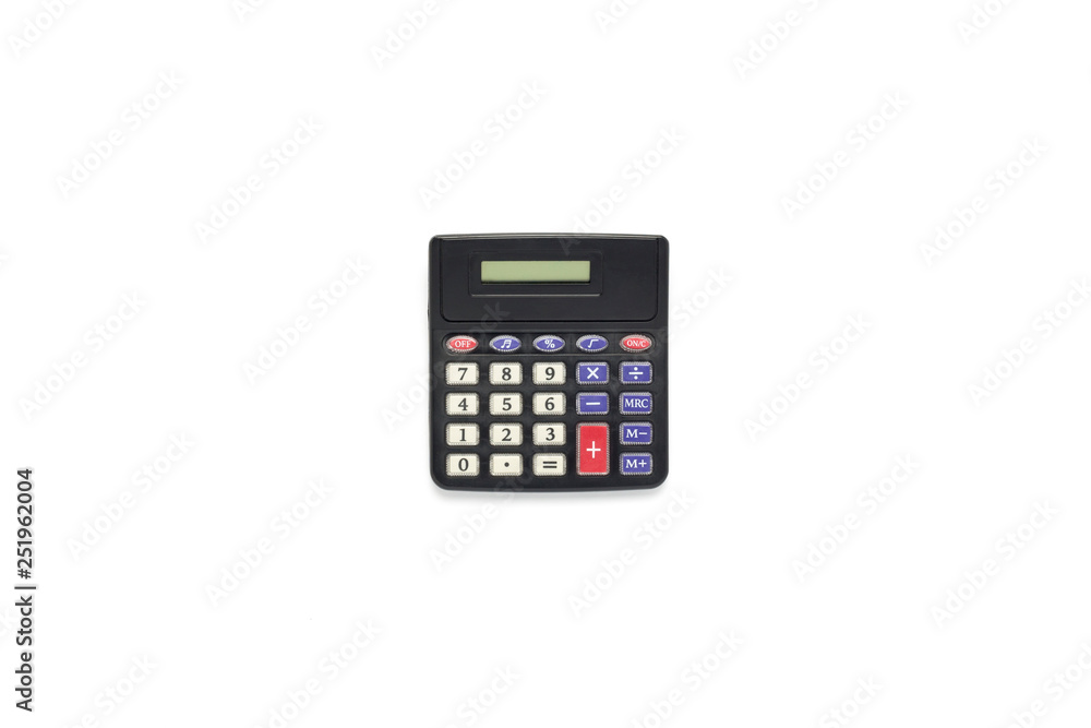 Calculator on a white background. Flat lay, top view Calculator on a white background. Flat lay, top view