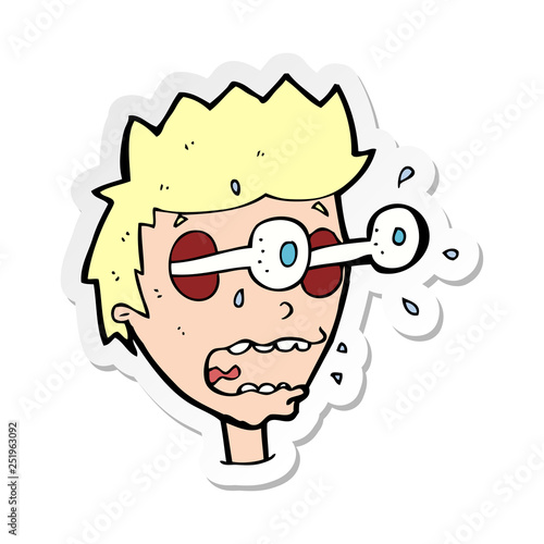 sticker of a cartoon surprised man with eyes popping out