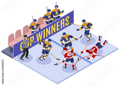 Hockey Game Isometric Composition 