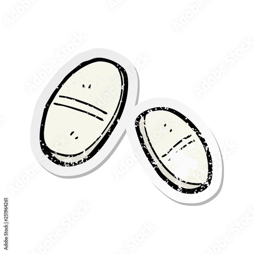 retro distressed sticker of a cartoon painkillers