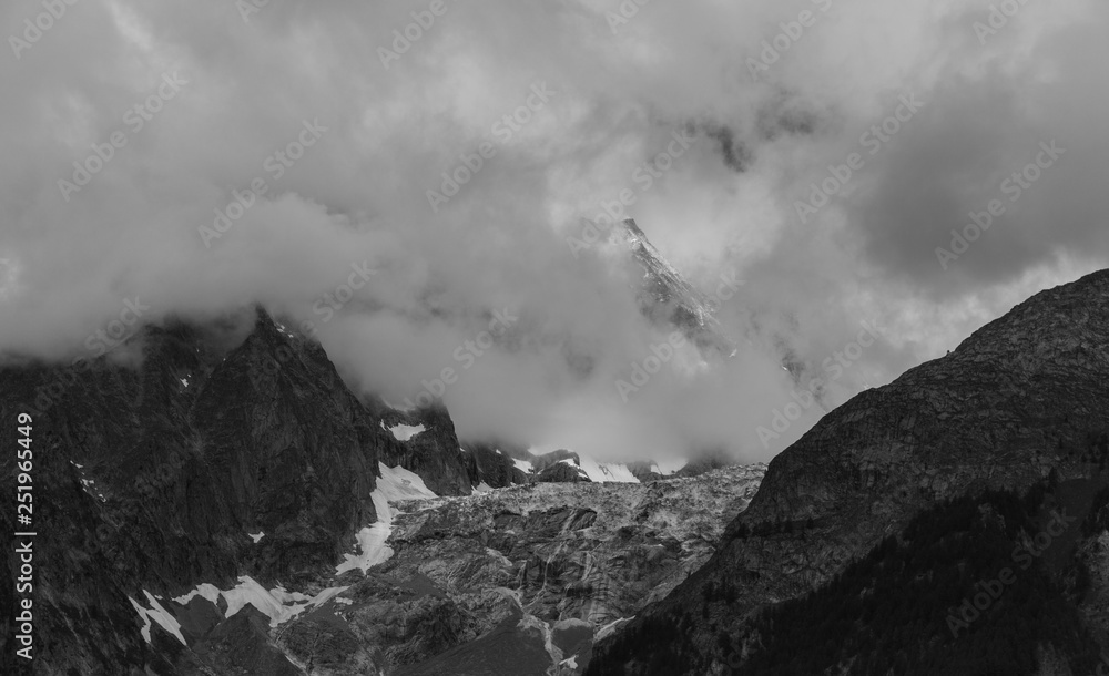 View to the Mont Blanc in cloudy time. View to the Mont Blanc in cloudy time.