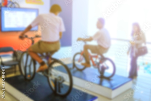 Blurred photo of student doing activity in learning museum 