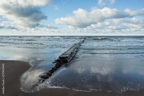 Wooden pier in Baltic sea.
