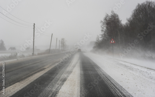 Snowy winter road.