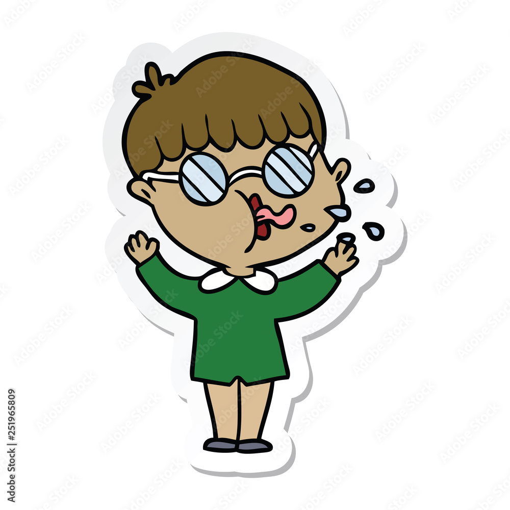 sticker of a cartoon boy wearing spectacles sticker of a cartoon boy wearing spectacles