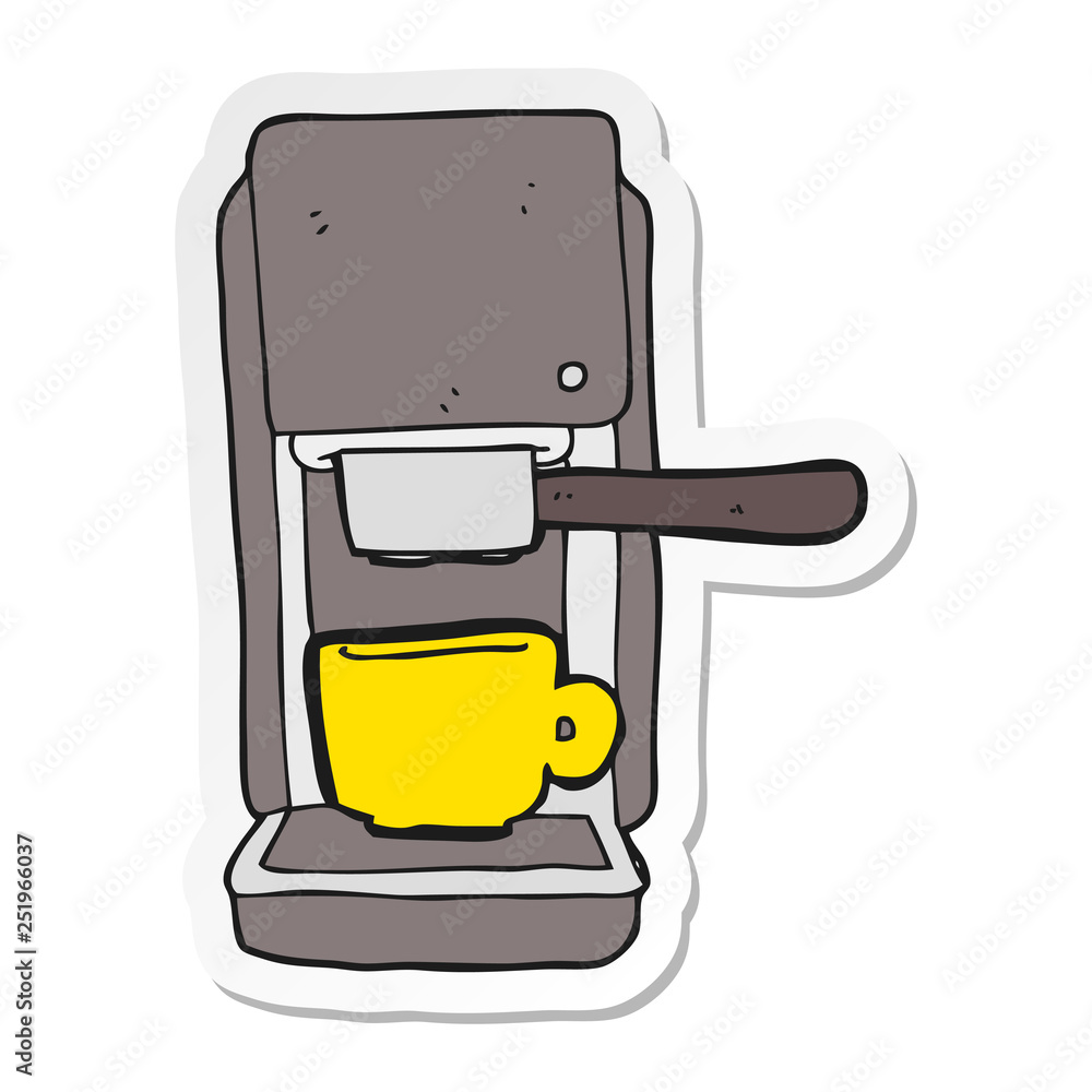 sticker of a cartoon espresso maker sticker of a cartoon espresso maker