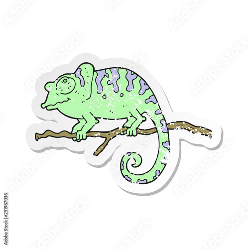 Fototapeta Naklejka Na Ścianę i Meble -  retro distressed sticker of a cartoon chameleon