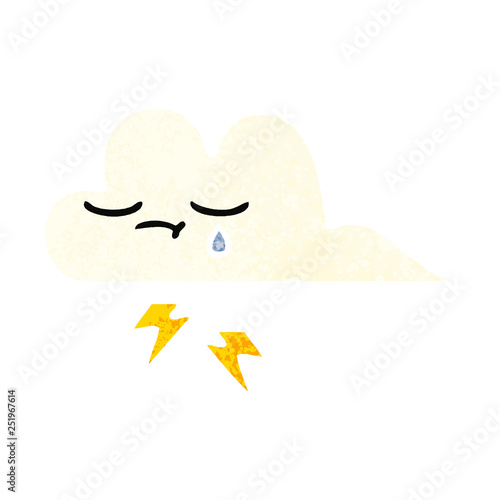 retro illustration style cartoon thunder cloud