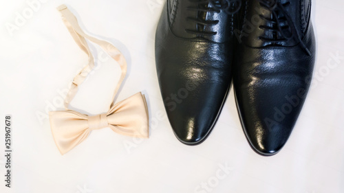 groom accessories preparation for wedding concept.