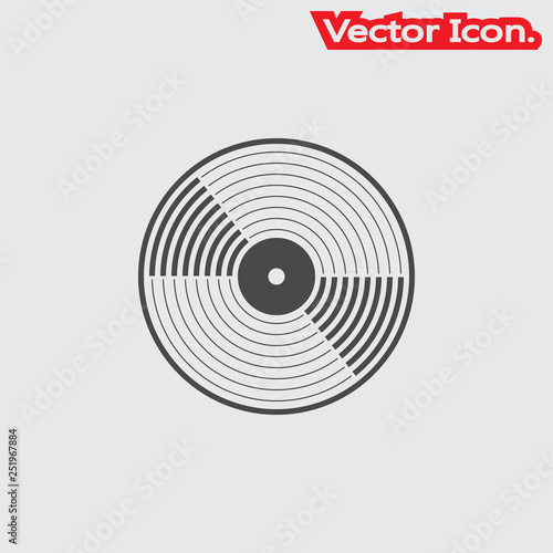vinyl record icon isolated sign symbol and flat style for app, web and digital design. Vector illustration.