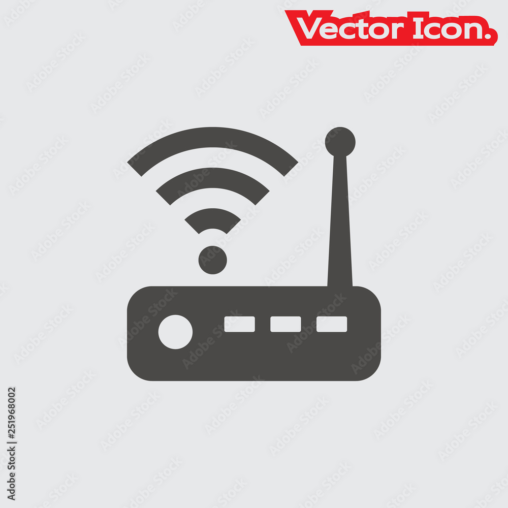 Wifi router icon isolated sign symbol and flat style for app, web and digital design. Vector illustration. Wifi router icon isolated sign symbol and flat style for app, web and digital design. Vector illustration.