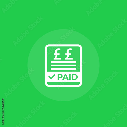 paid bills vector icon with pound