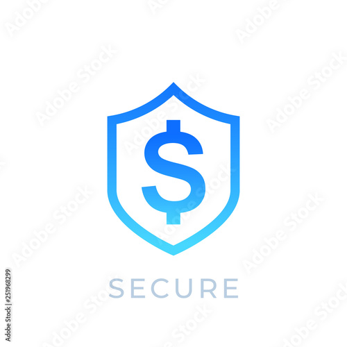 Shield and dollar vector icon