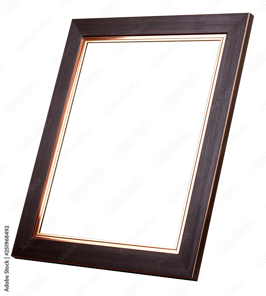 Fototapeta premium Brown Wood Frame ISOLATED on White Background.