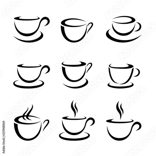 Set of Coffee and tea cups design elements