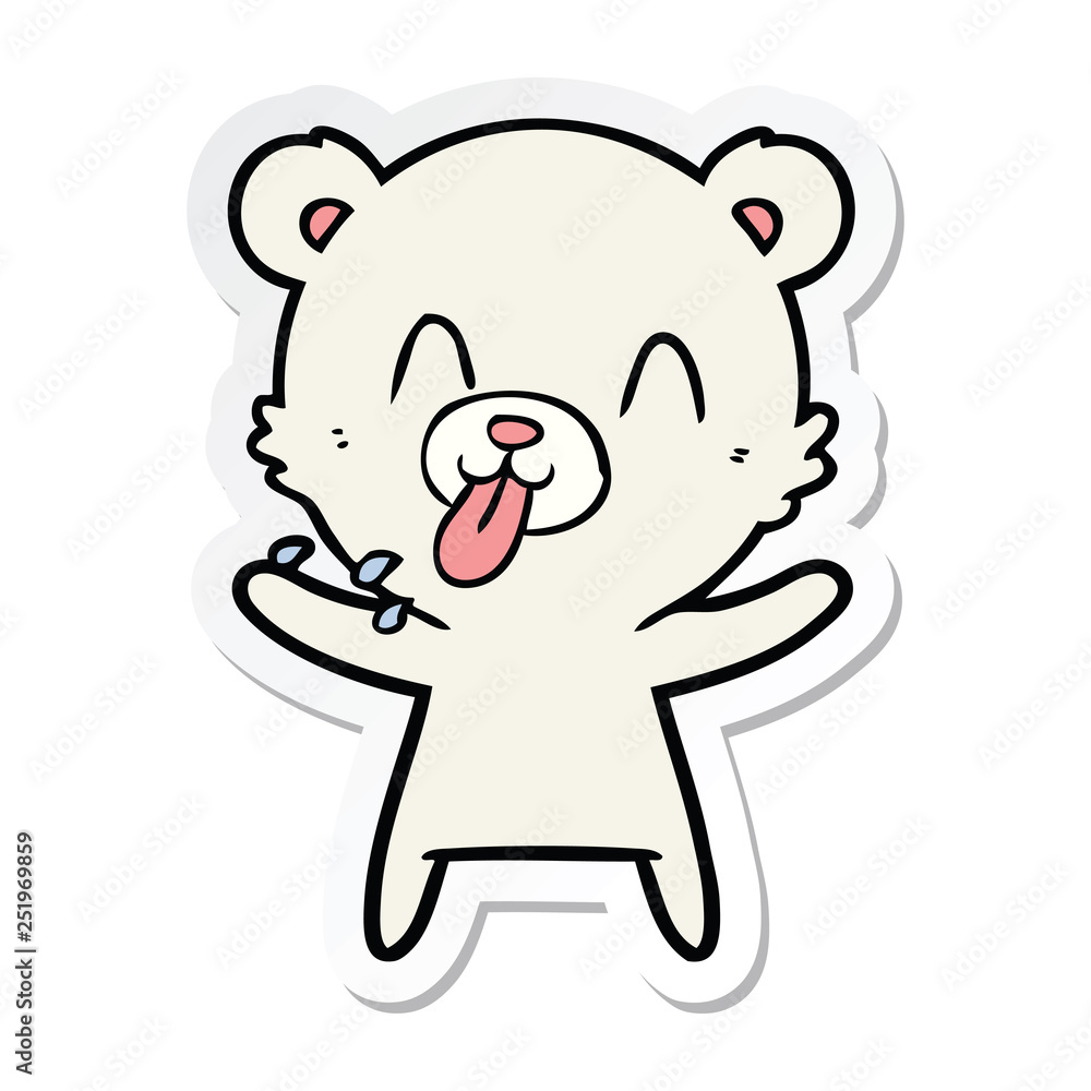 sticker of a rude cartoon polar bear sticking out tongue sticker of a rude cartoon polar bear sticking out tongue