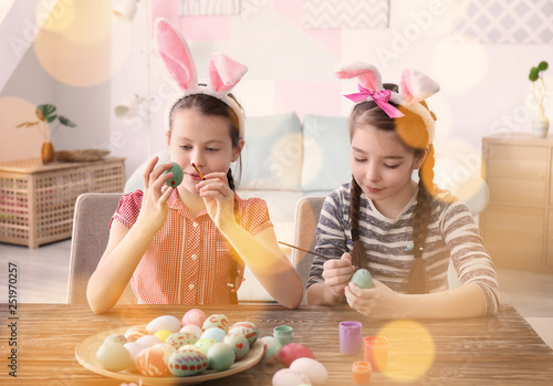 Cute little girls painting ...