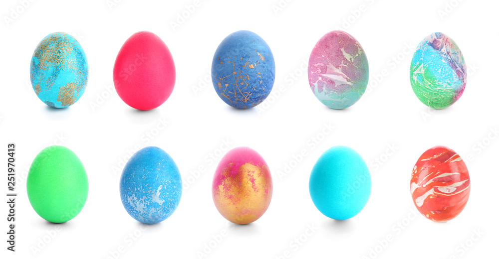 Beautiful Easter eggs on white background Beautiful Easter eggs on white background