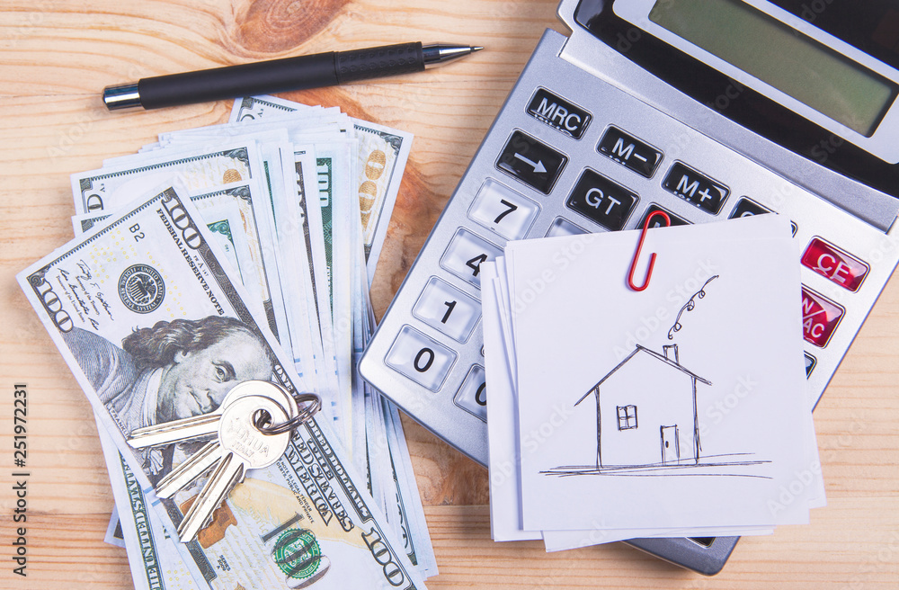 Fototapeta premium calculator; money and house