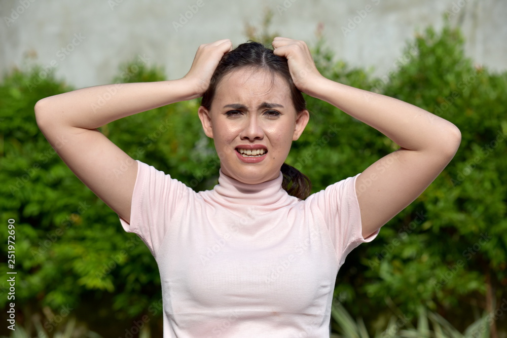 Anxious Attractive Diverse Woman Anxious Attractive Diverse Woman