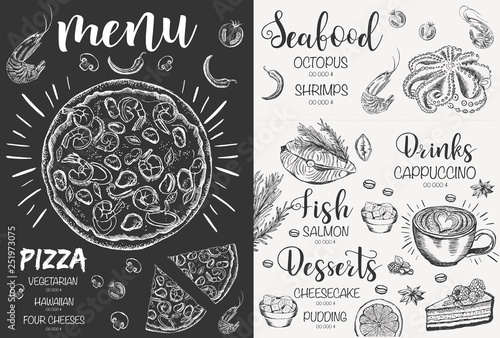 Restaurant cafe menu, template design. Food flyer.