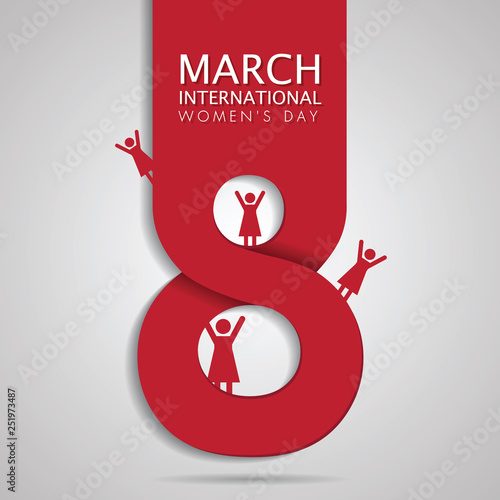 March 8. International Women's Day greeting card paper cut for your design. vector illustration