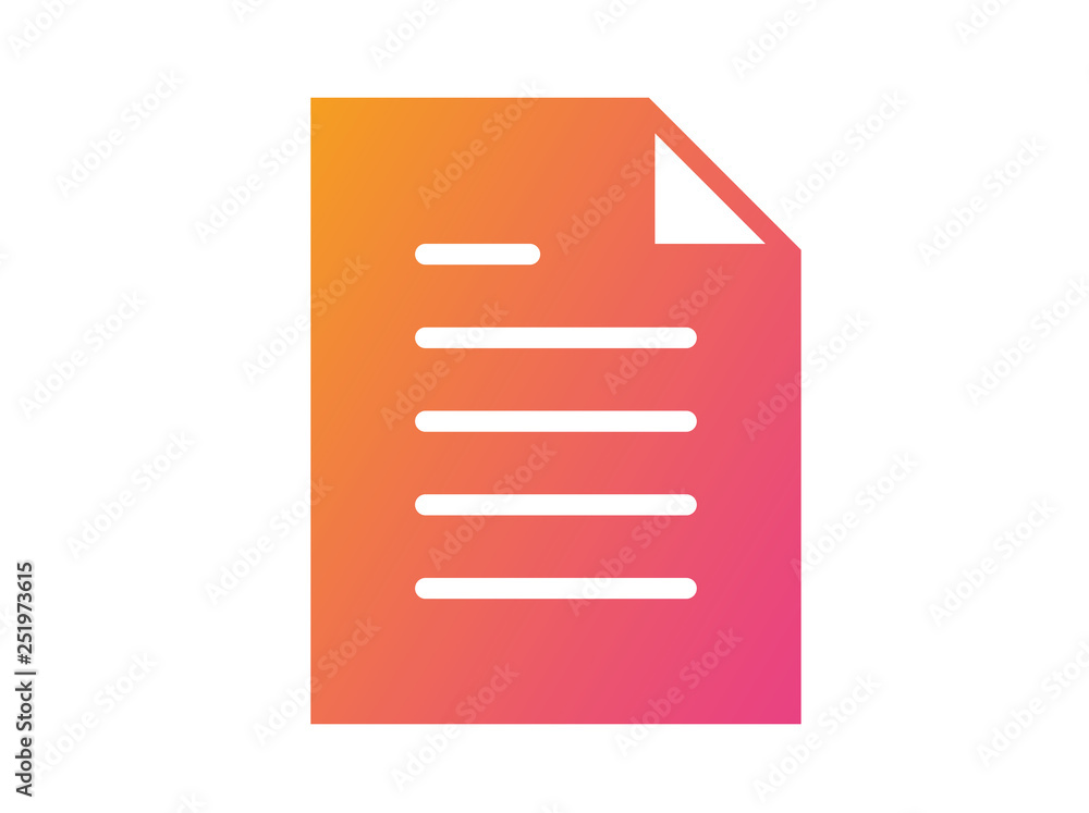 Gradient pink to orange vector interface work file document flat icon