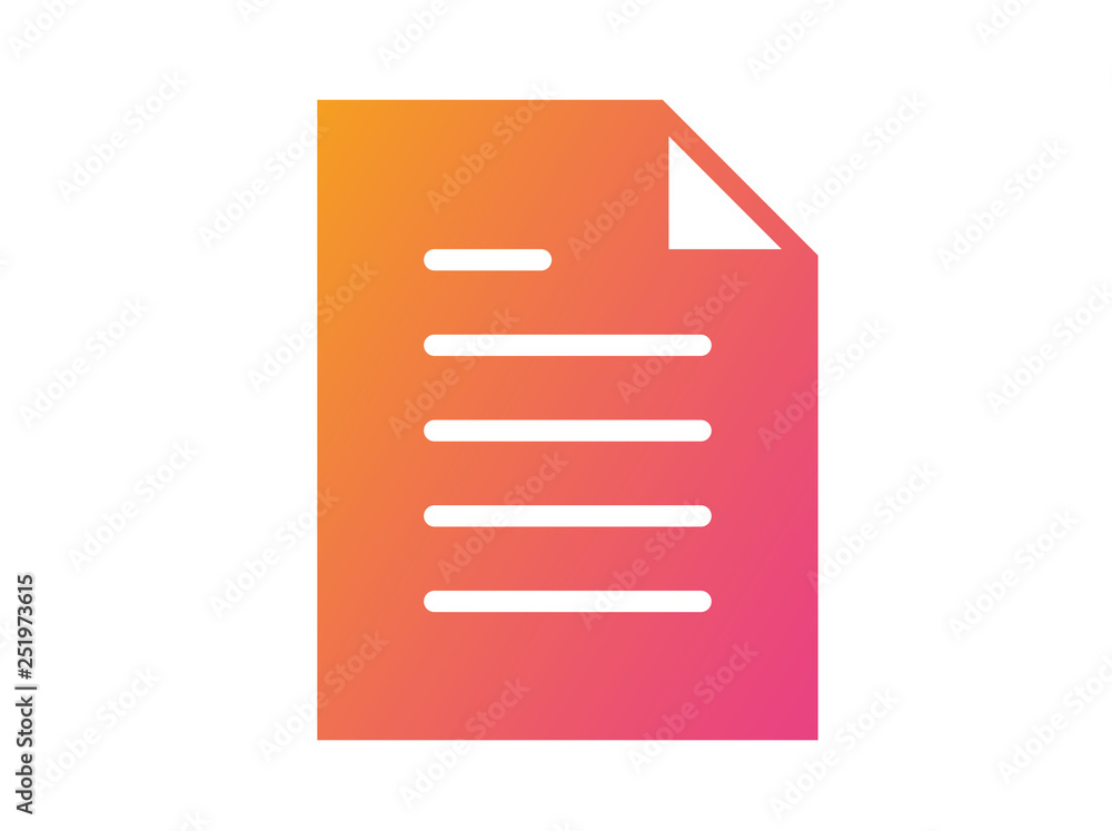 Gradient pink to orange vector interface work file document flat icon Gradient pink to orange vector interface work file document flat icon