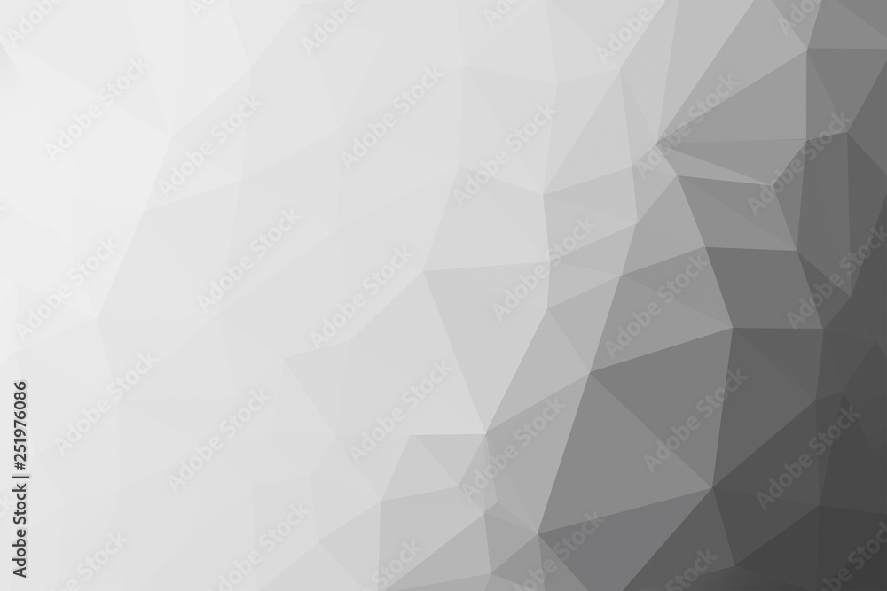 black, grey and white gradient triangle background, abstract polygon pattern - illustration