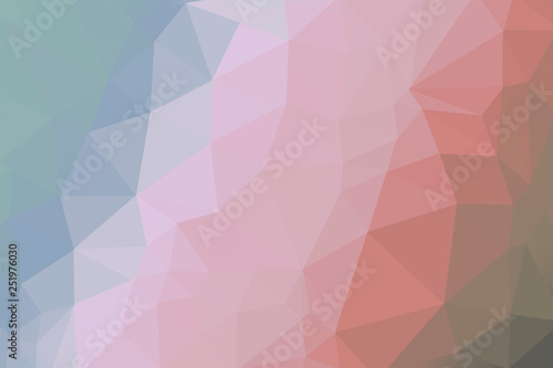 soft coral, brown and blue coloured gradient triangle background, abstract polygon pattern - illustration