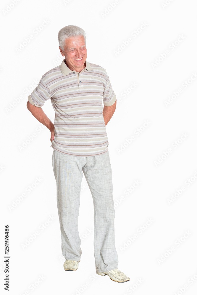 Portrait of senior man posing on white background, full length Portrait of senior man posing on white background, full length