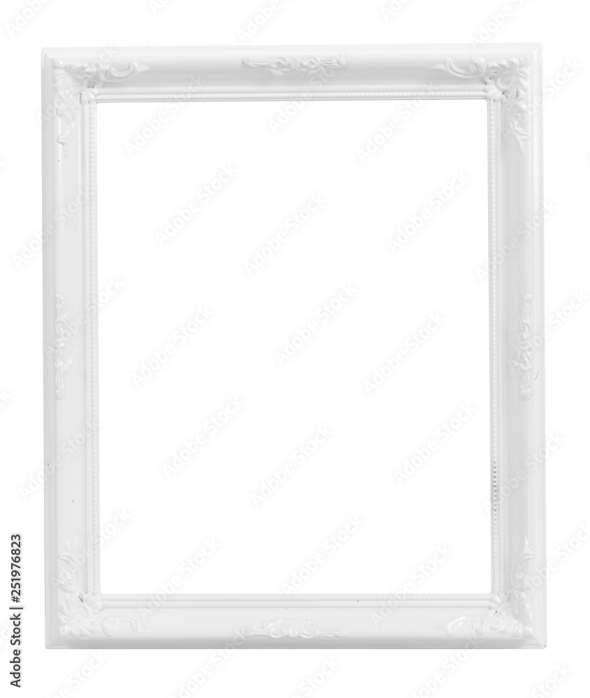 Obraz premium Vintage White Wood Frame ISOLATED on White Background.