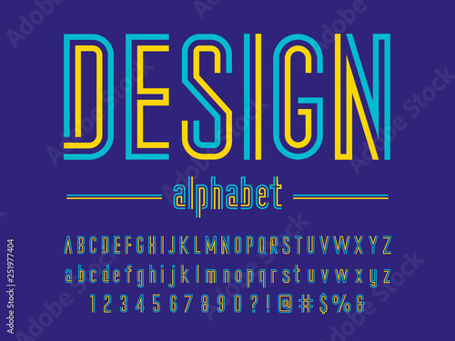 Colorful line condensed alphabet design
