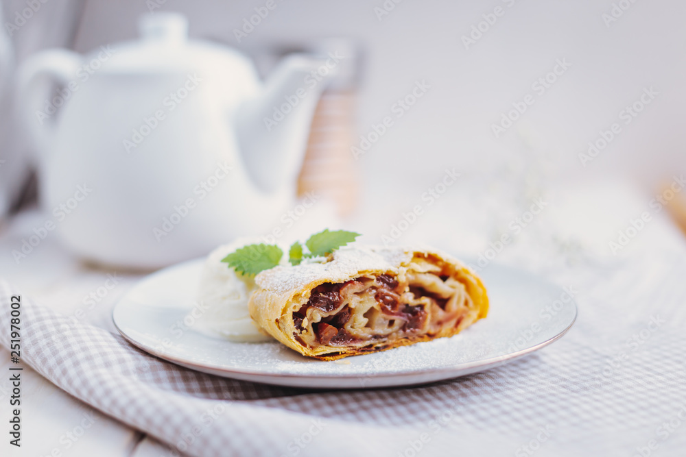 Apple strudel with ice cream Apple strudel with ice cream