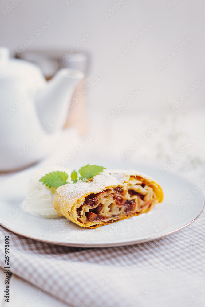 Apple strudel with ice cream Apple strudel with ice cream