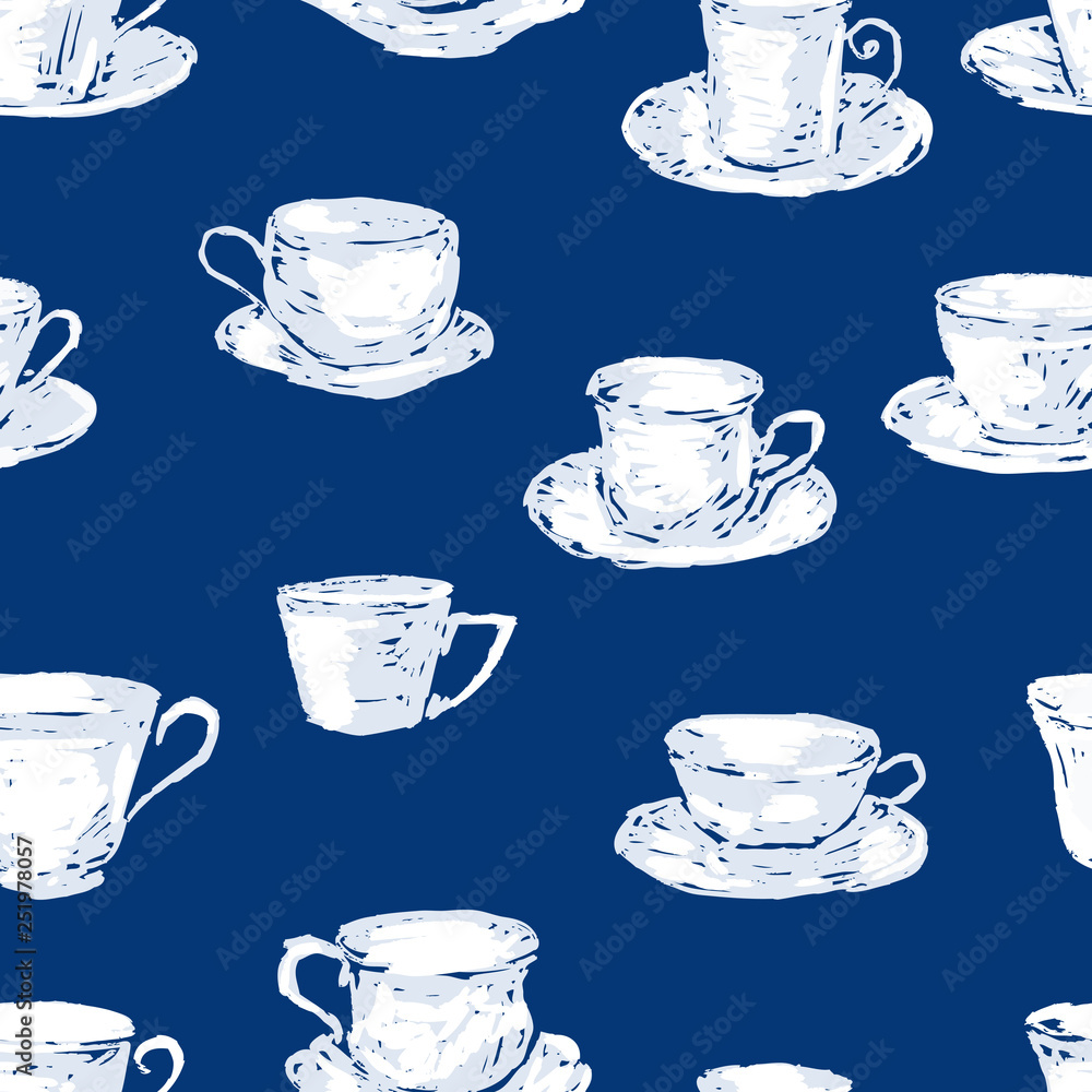 Seamless pattern of different tea cups Seamless pattern of different tea cups