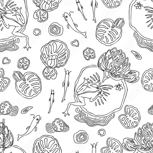 Seamless background of life in the swamp