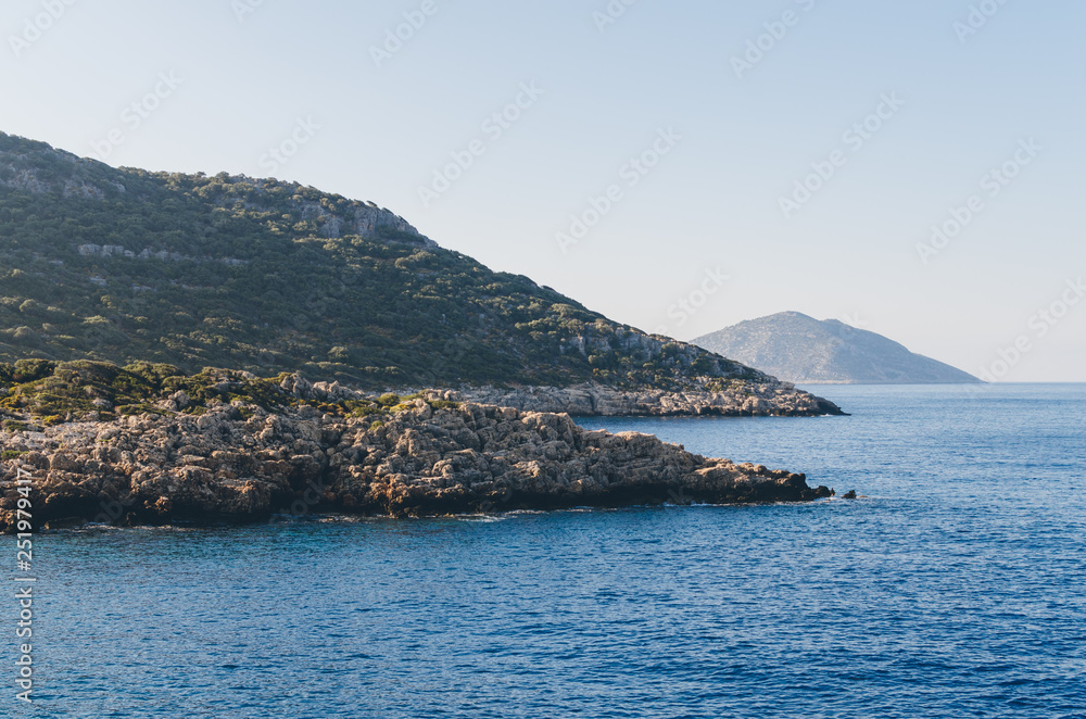 The view of Meis (kastellorizo) island from Kas, Antalya