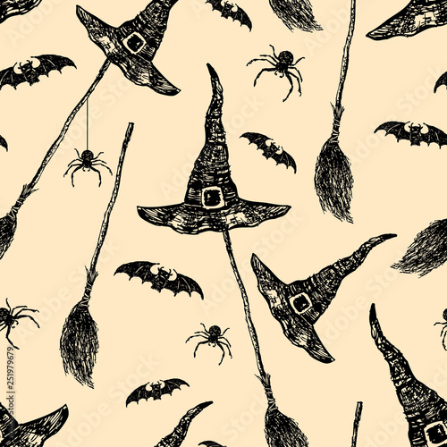 Seamless background of symbols of Helloween