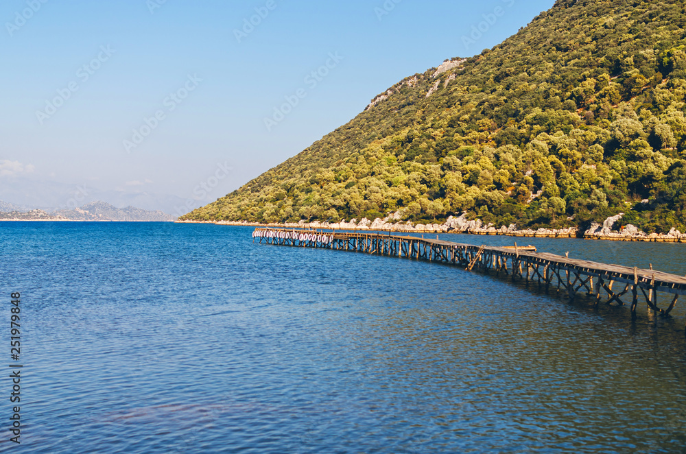 Obraz premium Boats docked on the mediterranean sea. Demre, Turkey