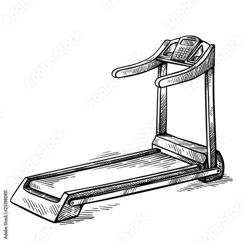 sketch hand drawn gym equipment machine treadmill
