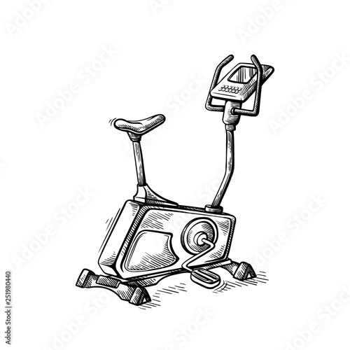 sketch hand drawn gym equipment machine stationary bike