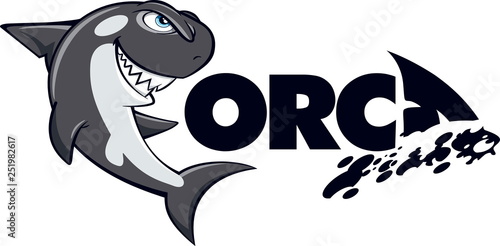 Cartoon and logo Killer Whale isolated on white background - Vector