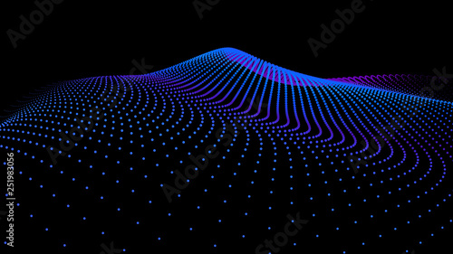 3d sea dots wave glowing stream background flow