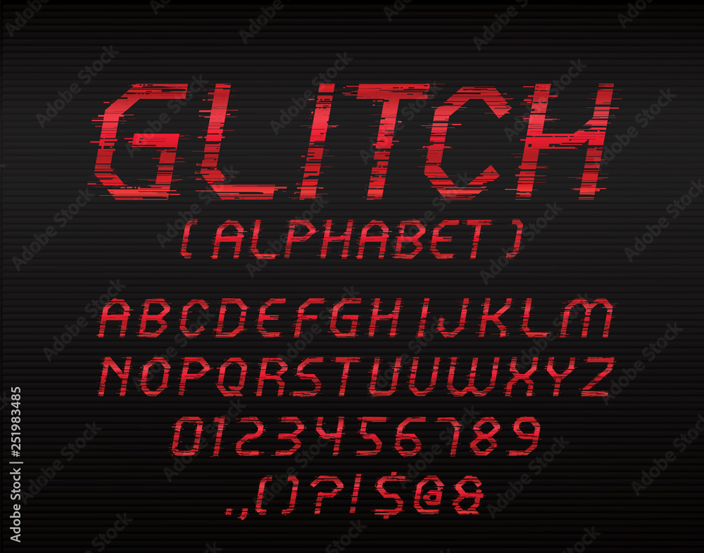 Vector glitch display font