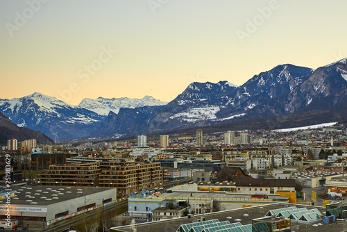 The City of Chur in the Alps of Switzerland at the border with Italy
